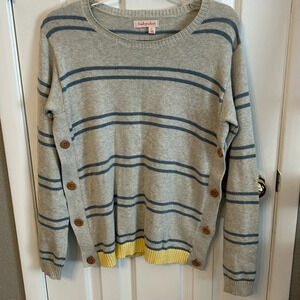 Fresh Produce Women’s (S) Gray Pullover Long Sleeve Mariner Striped Sweater